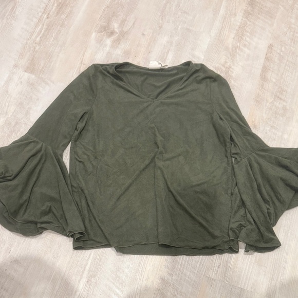 Chico's Olive Green V-Neck Blouse - Picture 2 of 2